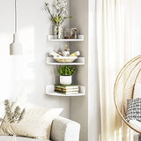 Alsonerbay White Corner Shelf Wall Mount, Set of 3 Floating Shelves for Storage and Display, Rustic Wood Shelves for Bedroom, Living Room, Bathroom, Alsonerbay