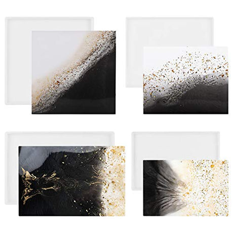 4 Pieces Large Tray Resin Molds, Gartful Silicone Jewelry Tray Molds, Geode Agate Platter Mold for Making Faux Agate Tray, Serving Board, Coaster, Gartful