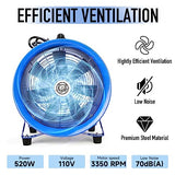 Sewinfla 520W/12inches Utility Blower, Portable Ventilator Exhaust Fan with 33ft PVC Flexible Duct Hose, Low Noise Heavy Duty Cylinder Fan for Home & Sewinfla