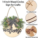 12 Pcs 14 Inch Wood Circles for Crafts Unfinished Wooden Slice Blank Round Wooden Door Hanger Sign Round Wooden Discs with Bows,Twine, Glue Point for AWIZOM