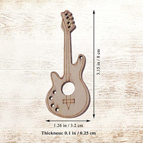 20pcs Guitar Wood DIY Crafts Cutouts Wooden Electric Guitar Shaped Slices Embellishments Gift Unfinished Wood Ornaments Home Decorations Creaides