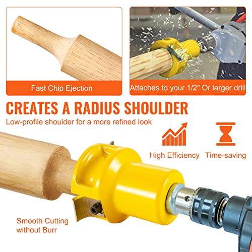 VEVOR Tenon Cutter, 1.5" / 38 mm Diameter, Premium Aluminum & Steel Log Furniture Cutter, with Dual Curved Blades & Button Screws Home Master Kit, VEVOR