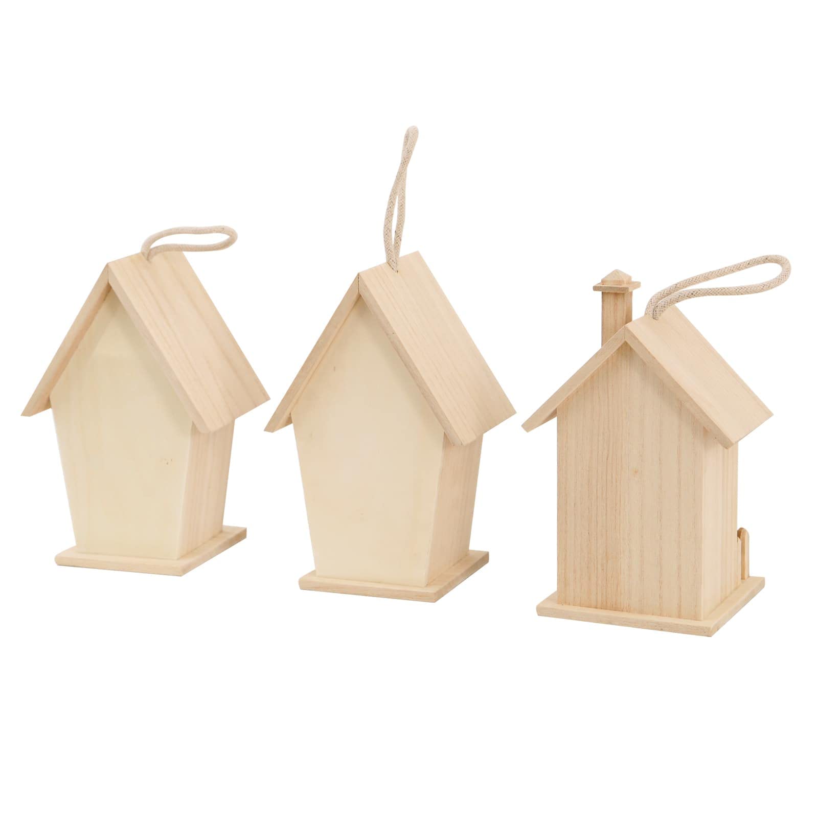 8" Wooden Assorted Birdhouse by Make Market - Unfinished Birdhouse Made of 100% Wood, Outdoor Nesting Boxes - Bulk 6 Pack - WoodArtSupply