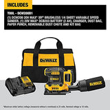 DEWALT 20V MAX* XR Palm Sander, Sheet, Variable Speed, 2-Ah Battery, 1/4-Inch (DCW200D1) DEWALT