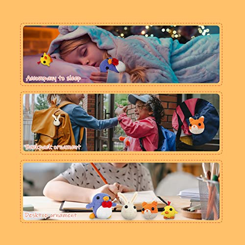 Coopay Crochet Kit for Beginners Kids Adults - Cute Penguin, Chicken, Rabbit & Fox, Complete Crochet Set with 4 Different Crochet Patterns, DIY Coopay