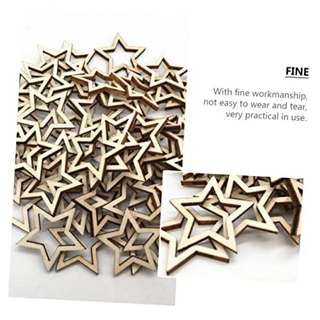 jojofuny 100 pcs Wooden Star Shape Cutouts Unfinished Wood Cutout Unfinished Wooden Slices Blank Christmas Wooden Chips for Wooden Craft DIY jojofuny