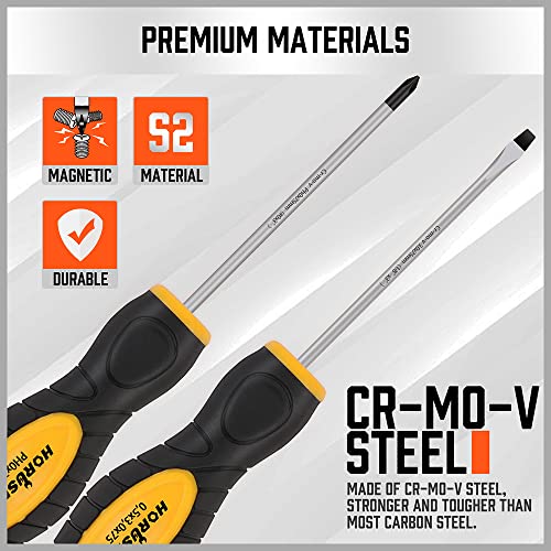 HORUSDY 11-piece Magnetic Screwdriver Set with Case, 5 Phillips & 5 Flat Head Tips with Magnetizer demagnetizer Precision Screwdriver Set HORUSDY