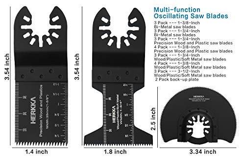 HERKKA 23 Metal Wood Oscillating Multitool Quick Release Saw Blades Compatible with Fein Multimaster Porter Cable Black & Decker Bosch Dremel - WoodArtSupply