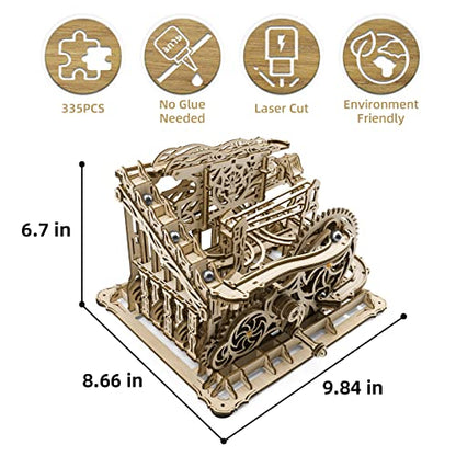 3D Wooden Puzzle Marble Run Kit by OWNONE 1 - DIY Building Set for Adults and Teens (334 Pcs) - WoodArtSupply