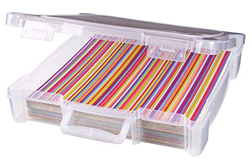 ArtBin 6913AB Portable Art & Craft Organizer with Handle, Holds Up to 12" x 12" Paper, [1] Plastic Storage Case, Clear - WoodArtSupply