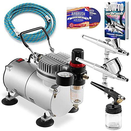 PointZero Airbrush Dual Action Airbrush Kit with 3 Airbrushes PointZero