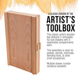 US Art Supply 2-Drawer Artist Wood Pastel, Pen, Marker Storage Box US Art Supply