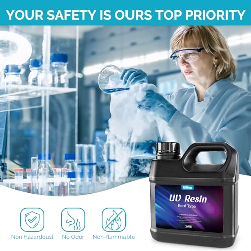 ULLFEU UV Resin 1000g Bulk No Odor Upgrade Clear UV Epoxy Resin Hard Fast Cure Resin Kit Jewelry Making Handmade DIY Craft Decoration Coating ULLFEU