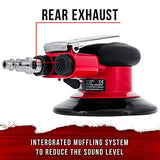 TCP Global Professional Heavy Duty 5" Dual-Action Random Orbit Air Palm Sander with Both PSA and Hook & Loop Backing Pads - Orbital Pneumatic Sanding TCP Global
