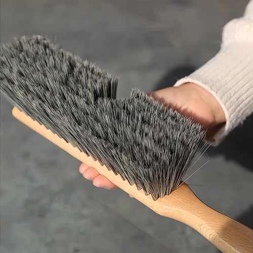 OAKART Hand Brush Soft Bristles Oiled Beech Wood Handle Small 14 Inch Long (Gray) - WoodArtSupply