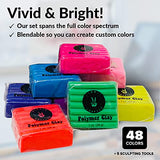 Oven Bake Polymer Clay Set 48 Colors Modeling Clay Sculpting and Starter Bake Clay Kit Baking and Colored Professional Molding Bulk Packs for Making HIPPIE CRAFTER