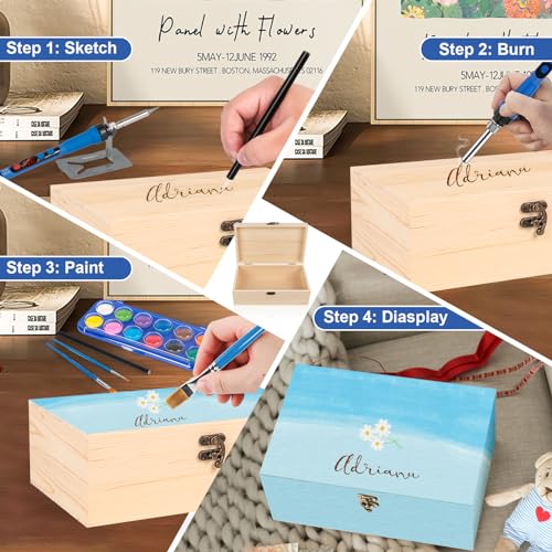 Yeghujar Wood Burning Kit for Teen Gifts, Beginners Wood Burning Kit with Wood Box Burning Tips and Watercolor Paint, Professional 60W Digital - WoodArtSupply