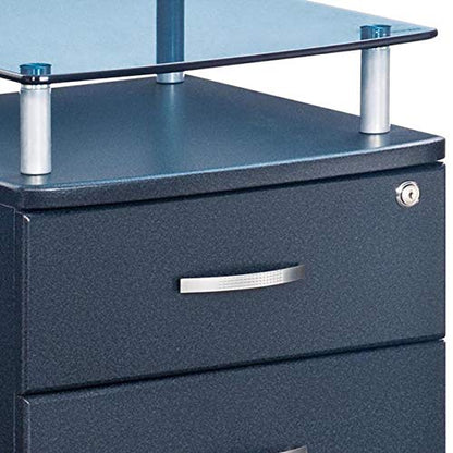 Techni Mobili Rolling File Cabinet with Glass Top, Graphite - WoodArtSupply