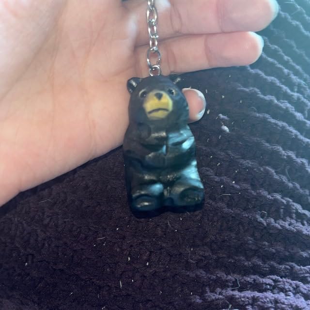 Selsela Mockingbird Keychain Ring Hook Clip Gray Bird Charm Miniature Wood Mini Figurine Small Animal Selsela