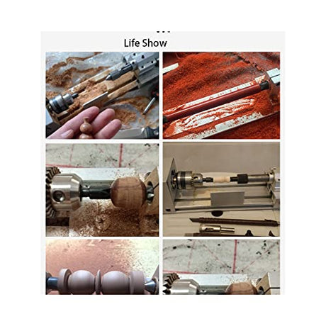 Mini Lathe Beads Polisher Machine DIY Machining for Table Woodworking Power Wood Tool Lathe Set Grinding (Black) BJinegely