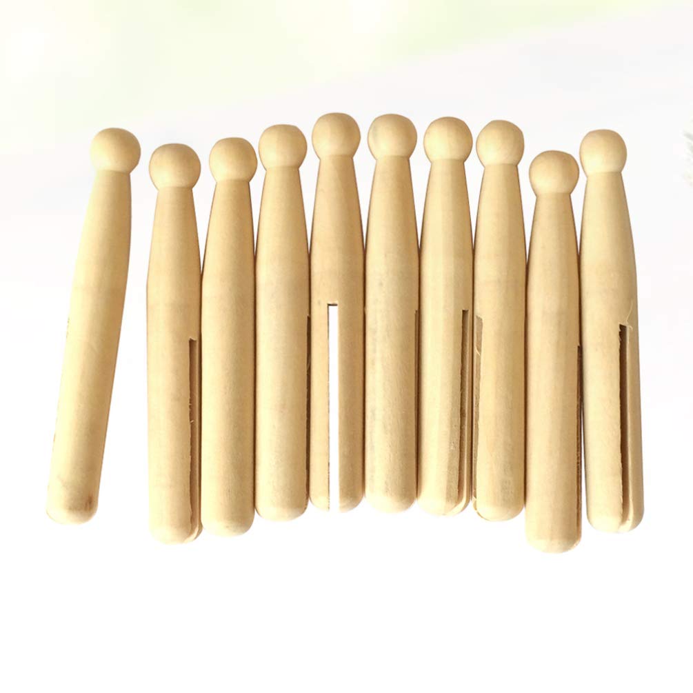 Healifty 10pcs Unfinished Wooden Peg Dolls Wooden Clothes pin Doll Peg Baby Doll Unfinished Clothespins Peg DIY Sticks Round Wooden clothespins Healifty