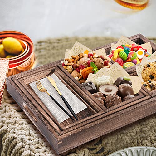 LotFancy Wooden Serving Trays, 7 Piece Set, Rustic Nesting Food Trays with Handles, Decorative Charcuterie Board Platter for Ottoman, Desktop, Coffee LotFancy