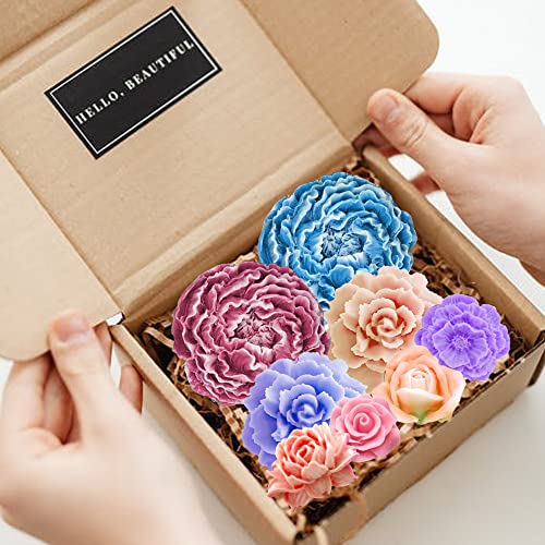 6PCS Flower Silicone Molds Resin Candle Mold Set, 3D Bloom Rose Peony Fondant Mold for Chocolate Cake Decor Soap Candle Making Kit, Resin Mold for Wehous
