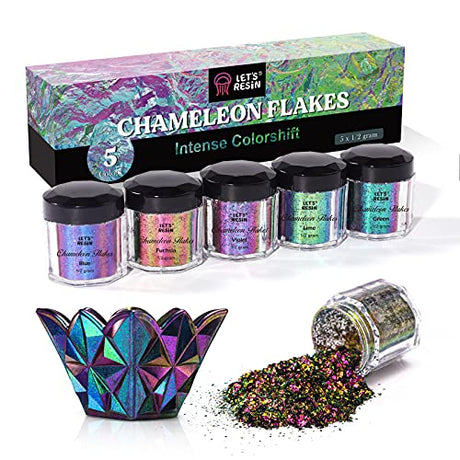 LET'S RESIN Chameleon Flakes, Resin Supplies -Intense Color Shift Pigment Powder for Resin Molds/Tumblers, Chrome Powder Pigment for Christmas Nail LET'S RESIN