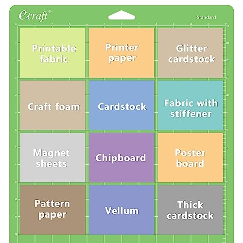 Ecraft 12X12 Cutting Mat For Cricut - Include (Strong/Standard/Light)  Adhesive Sticky (3 pack) Flexible Square Gridded Quilting Cut Mats  Replacement