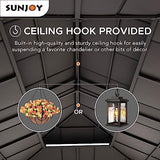 Sunjoy 12 x 20 ft. Wood Gazebo, Outdoor Patio Steel Hardtop Gazebo, Cedar Framed Wooden Gazebo with 2-Tier Metal Roof, Suitable for Patios, Lawn and Sunjoy