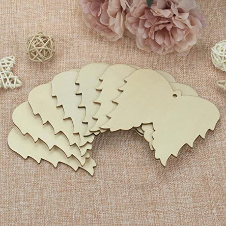 20pcs Angel Wings Wood Cutouts Unfinished Wooden DIY Craft Gift Tags Ornaments with Ropes for Birthday Wedding Christmas Party Decoration, 4x3.6 in JANOU