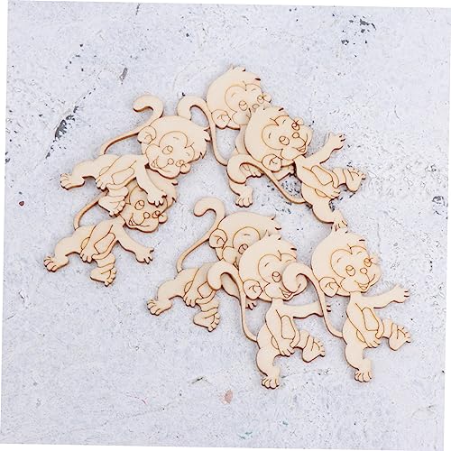 TEHAUX 40 pcs Wood Cutouts for Crafts Christmas Desktop Decor Unfinished Wood Monkey Cutout Shapes Xmas Table centerpieces Christmas Figurine TEHAUX