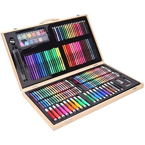 RMENST Art Supplies, 180 Pieces Deluxe Wooden Art Set, Portable Art Case Painting Kit, Colored Pencils, Watercolor Paint, Creative Gift, for Kids, - WoodArtSupply