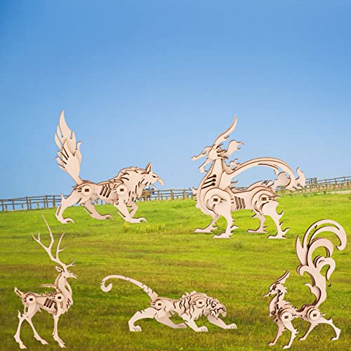 3D Wooden Puzzles Animal Model - Collectibles Wooden Model Kits for Adults Desk Display Gift for Boys/Girls(5 pcs) (Animal Model) yii wmoc