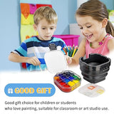 Falling in Art 16 Wells Paint Palette, Airtight Palette Storage Box with Lid and Folding Paint Brush Basin for Watercolor, Gouache and Acrylic Falling in Art