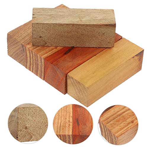 VILLCASE 5pcs Carved Wood Unfinished Wood Whittling Blocks Wood Square Block Wood Working Whittling Kit Floral Wooden Wood Carving Kits Decorating VILLCASE