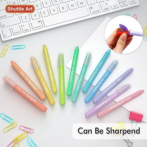 Shuttle Art Bible Highlighters and Pens No Bleed, 12 Pastel Colors Gel Highlighters No Bleed Through, Bible Journaling Supplies, Great for Journaling Shuttle Art