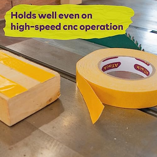 ATack Double-Sided Woodworking Tape, 1-Inch by 36-Yards (3-Pack) Double Face Turner Tape for CNC and Wood Template- Removable, Residue-Free and ATack