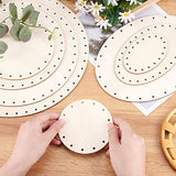 PH PandaHall 8pcs Basket Bottom for Rattan, 8 Styles Round/Oval Wooden Basket Base Set Basket Cane Wicker Woven Board with 3mm Pre-Drilled Holes for PH PandaHall