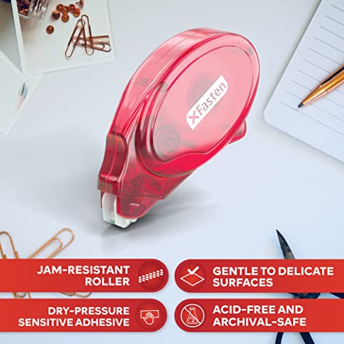 XFasten Adhesive Roller for Scrapbooking, 8mm x 30ft 4-Pack Double Sided Glue Tape Roller, Scrapbook Supplies for Adults, Photo Tape for Scrapbooking XFasten