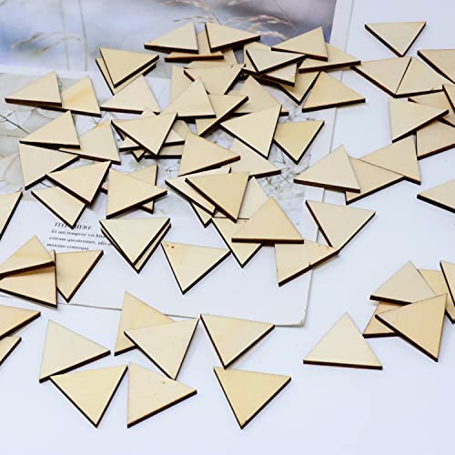 yueton 100PCS 30mm/1.2inch Triangle Unfinished Blank Wood Pieces Wood Slices Wood Chips Embellishments for DIY Crafts, Home Decoration, Board Games, yueton