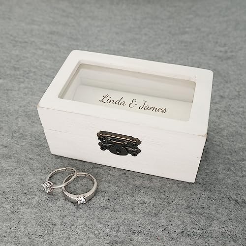 Personalized Wooden Ring Box for Wedding Rings and Couple Jewelry - A Perfect Keepsake for Your Special Day,Custom Text and Date Engraving