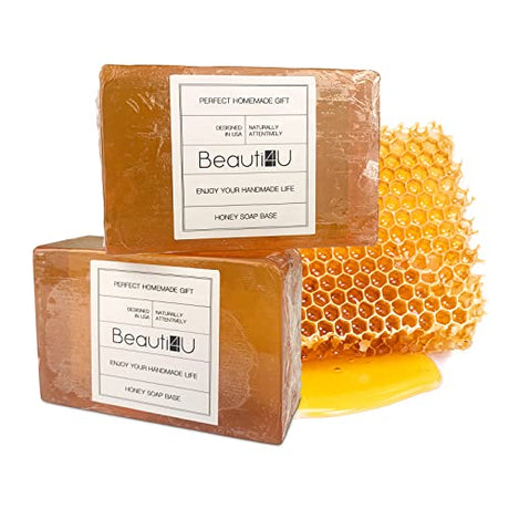 BEAUTI4U 2LB Honey Soap Base - Soap Making Supplies With Soap Making - Melt And Pour Soap Base - Melt And Pour Soap - Soap Making Supplies - Organic BEAUTI4U
