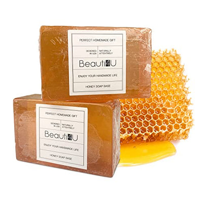 BEAUTI4U 2LB Honey Soap Base - Soap Making Supplies With Soap Making - Melt And Pour Soap Base - Melt And Pour Soap - Soap Making Supplies - Organic