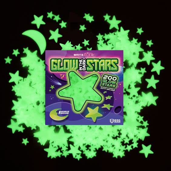 Glow in The Dark Stars with Planets & Constellation Map Sticky Putty Stickers Outer Space Christmas Stocking Stuffer Gift WoodArtSupply