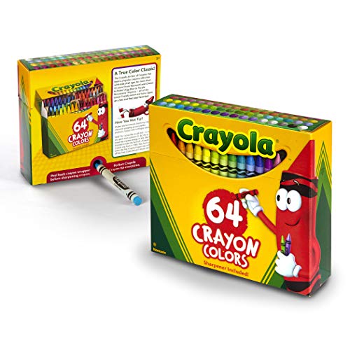 Crayola Crayons, Regular Size, 64 Count with Sharpener - WoodArtSupply