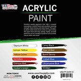 U.S. Art Supply Professional 12 Color Set of Acrylic Paint in 12ml Tubes - Rich Pigment Vivid Colors for Artists, Students, Beginners, Kids, Adults - U.S. Art Supply