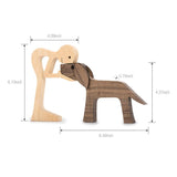 FHDTW Handmade Wooden Dog Unique Gift for Dog Lover, Wooden Man and Dog Carving Statue, Wood Dog Sculpture Home Office Tabletop Figurine Carved Wood FHTDW