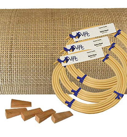 Pressed Cane Webbing Kit Radio Weave Mesh with splines, Wedges and Instructions