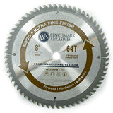 Benchmark Abrasives 8" 64 Tooth, TCT Wood Cutting Saw Blade for General Purpose Cutting & Trimming of Softwoods, Hardwoods, Long Lasting Blades, Use Benchmark Abrasives